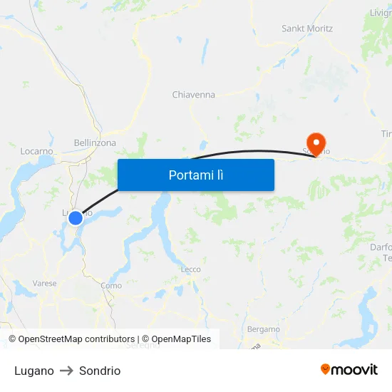 Lugano to Sondrio map