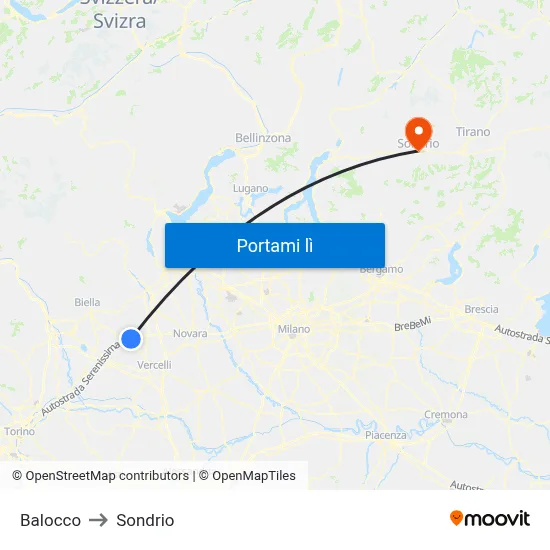 Balocco to Sondrio map