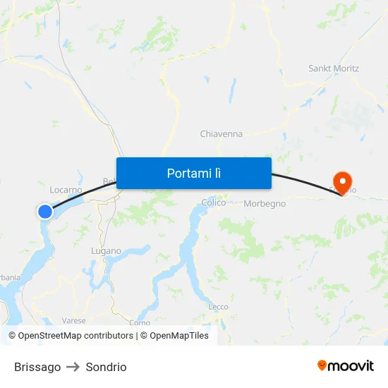 Brissago to Sondrio map