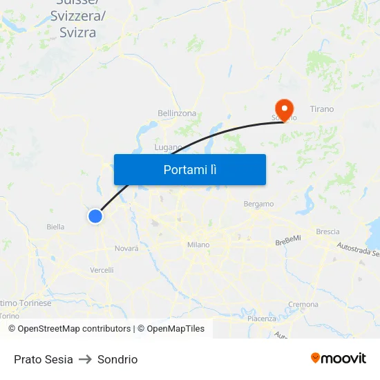 Prato Sesia to Sondrio map