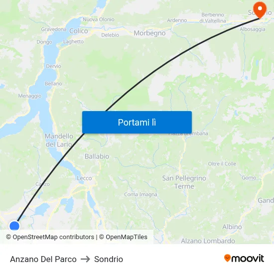 Anzano Del Parco to Sondrio map