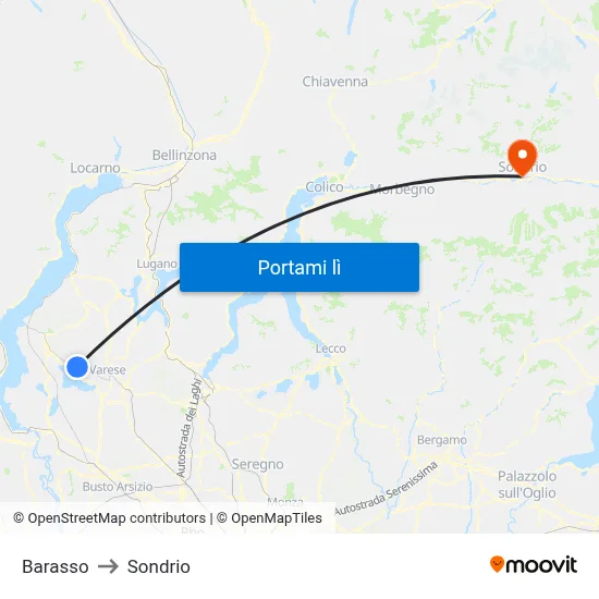 Barasso to Sondrio map