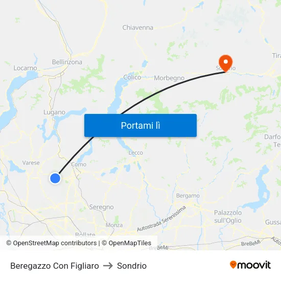 Beregazzo Con Figliaro to Sondrio map