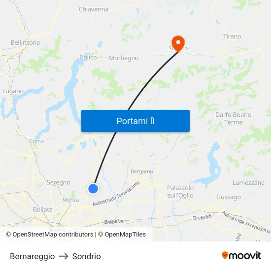 Bernareggio to Sondrio map
