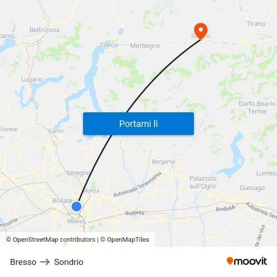 Bresso to Sondrio map