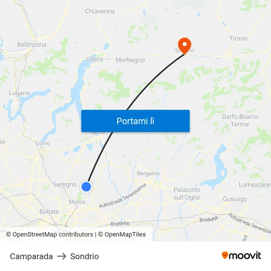 Camparada to Sondrio map