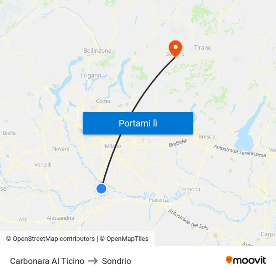 Carbonara Al Ticino to Sondrio map