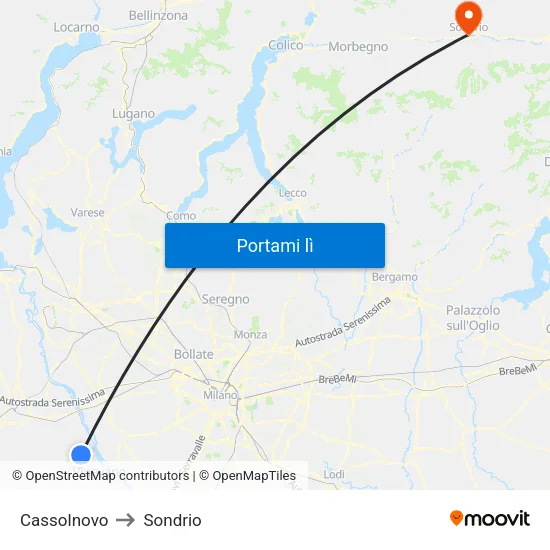 Cassolnovo to Sondrio map