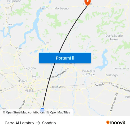 Cerro Al Lambro to Sondrio map