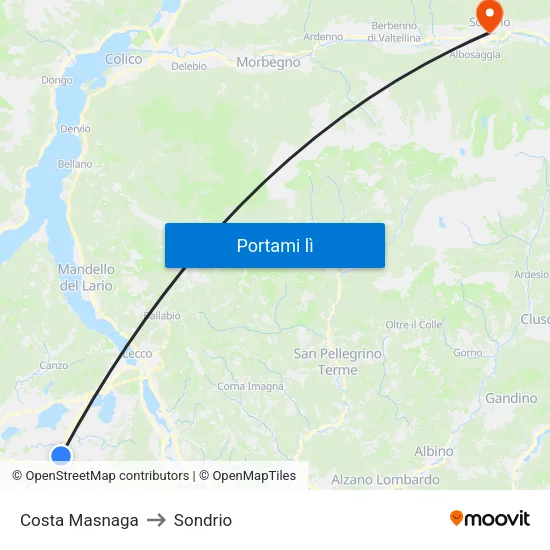 Costa Masnaga to Sondrio map