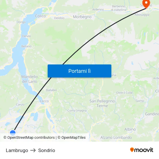 Lambrugo to Sondrio map