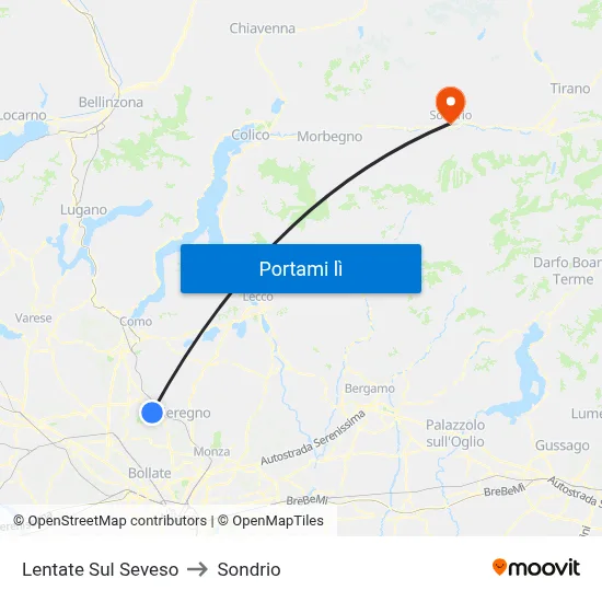 Lentate Sul Seveso to Sondrio map