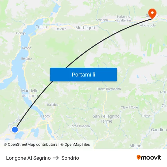 Longone Al Segrino to Sondrio map