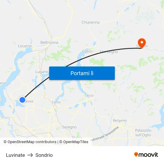 Luvinate to Sondrio map