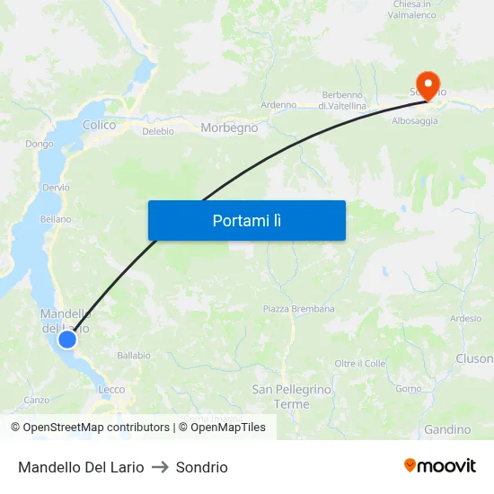 Mandello Del Lario to Sondrio map