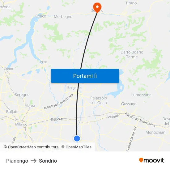Pianengo to Sondrio map