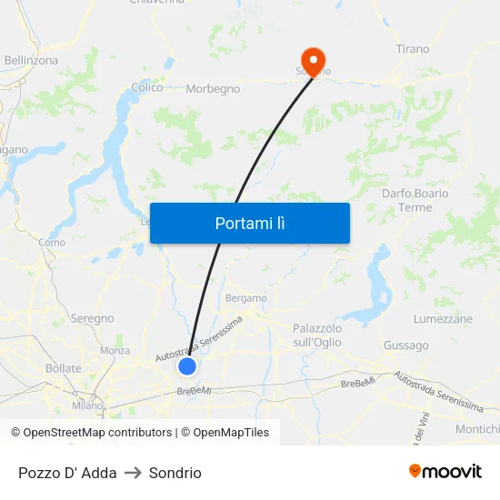 Pozzo D' Adda to Sondrio map