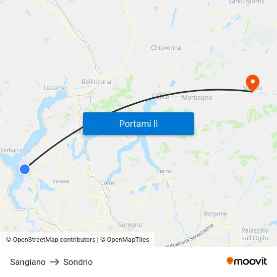 Sangiano to Sondrio map