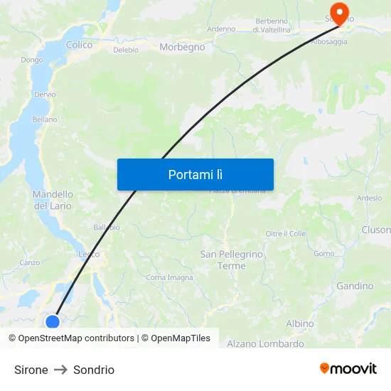Sirone to Sondrio map
