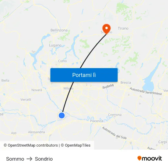 Sommo to Sondrio map