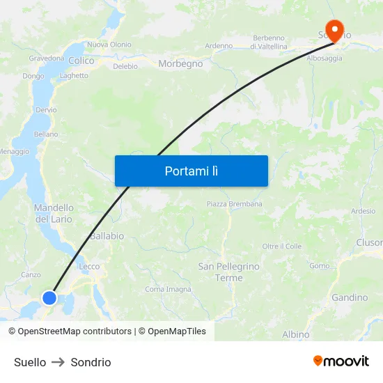 Suello to Sondrio map