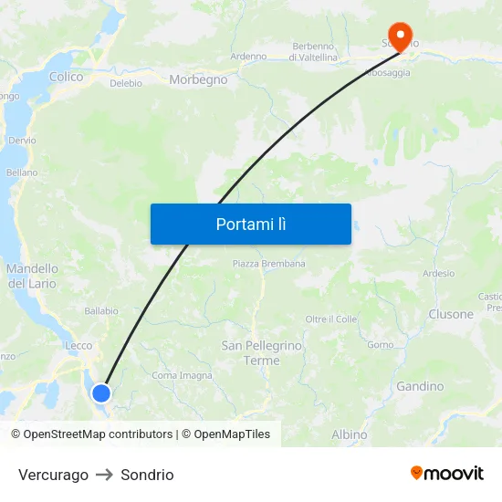 Vercurago to Sondrio map