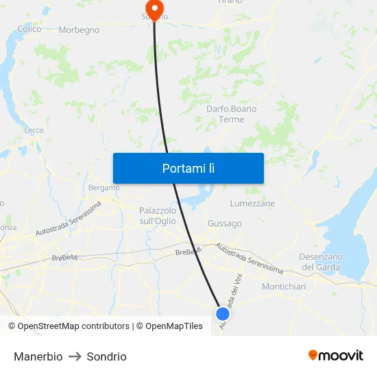 Manerbio to Sondrio map