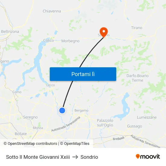 Sotto Il Monte Giovanni Xxiii to Sondrio map