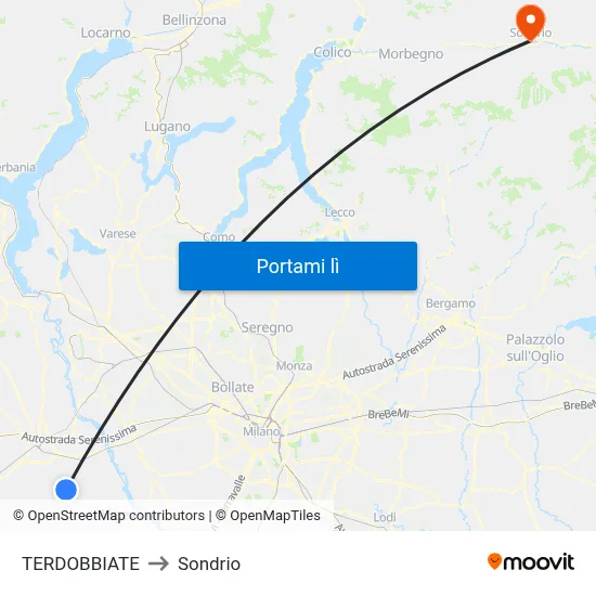 TERDOBBIATE to Sondrio map