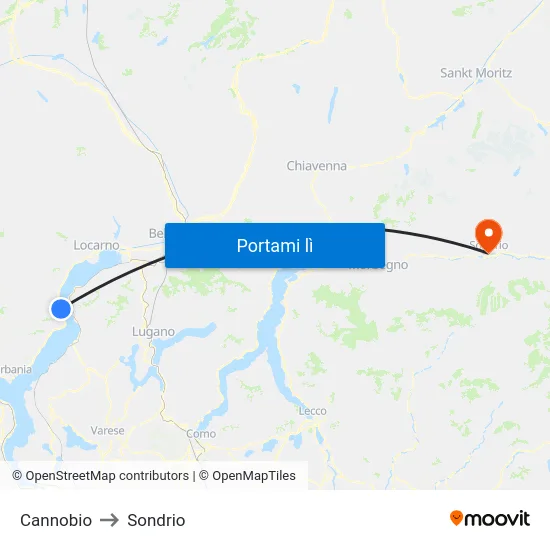 Cannobio to Sondrio map