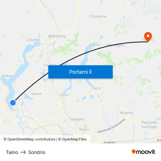 Taino to Sondrio map