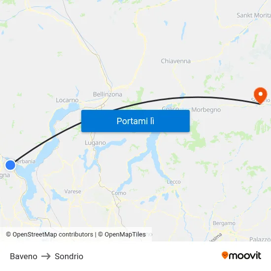 Baveno to Sondrio map