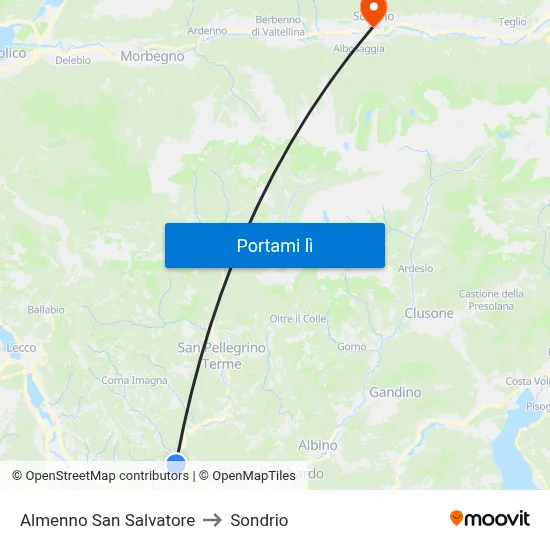 Almenno San Salvatore to Sondrio map