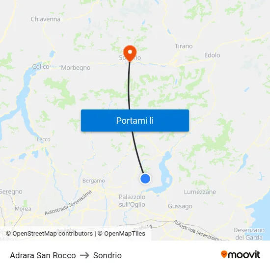 Adrara San Rocco to Sondrio map