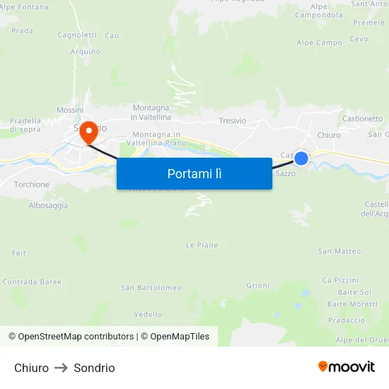 Chiuro to Sondrio map