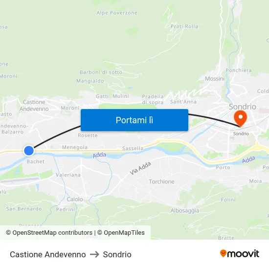 Castione Andevenno to Sondrio map