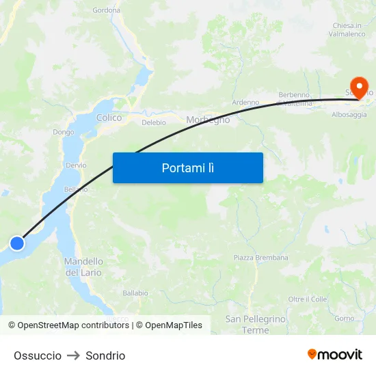 Ossuccio to Sondrio map