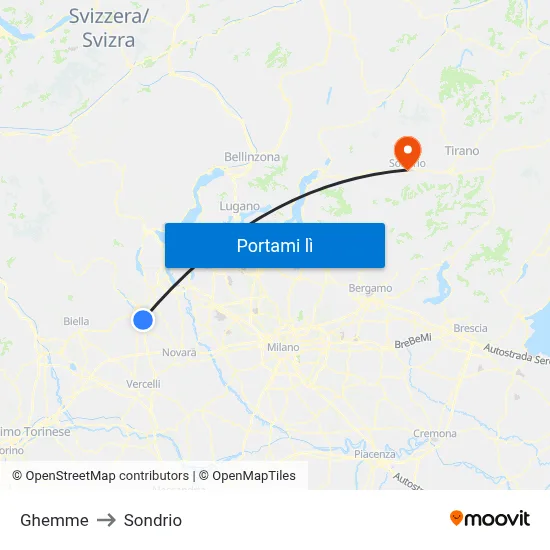 Ghemme to Sondrio map
