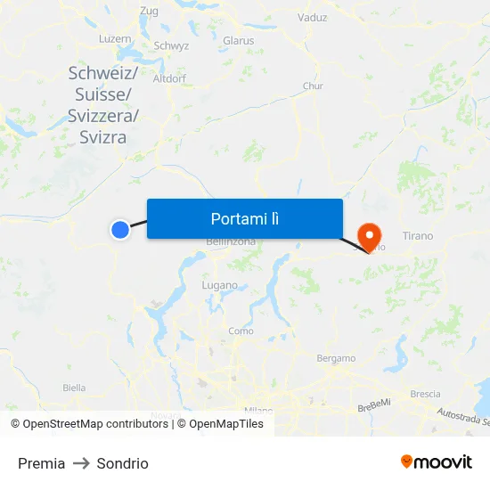 Premia to Sondrio map