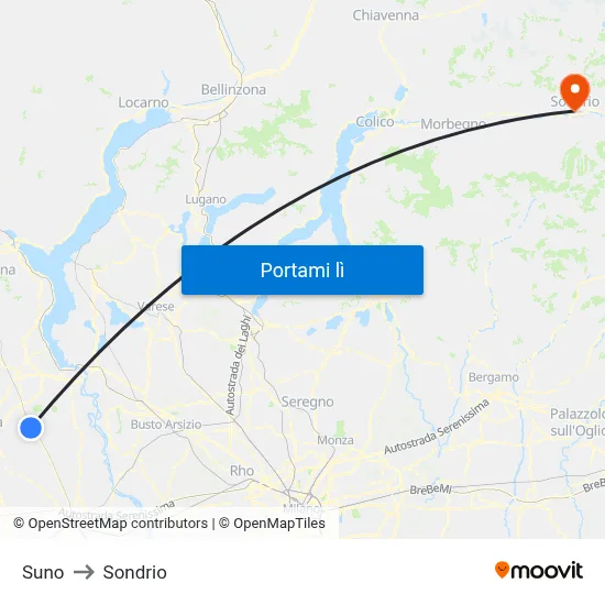 Suno to Sondrio map