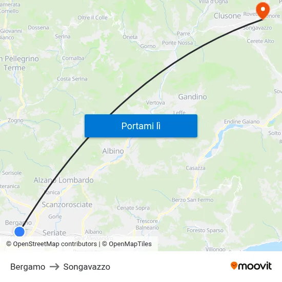 Bergamo to Songavazzo map