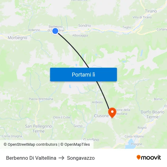Berbenno Di Valtellina to Songavazzo map