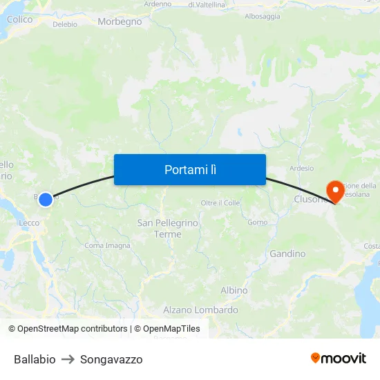 Ballabio to Songavazzo map