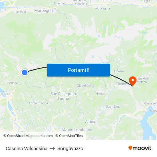 Cassina Valsassina to Songavazzo map