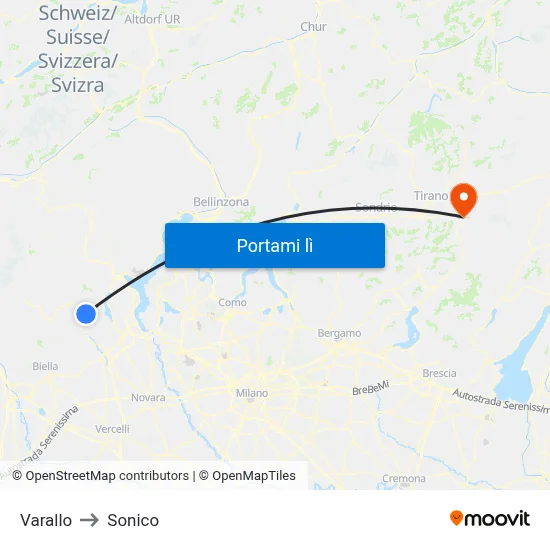 Varallo to Sonico map