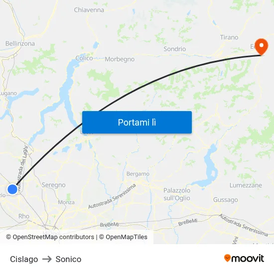 Cislago to Sonico map