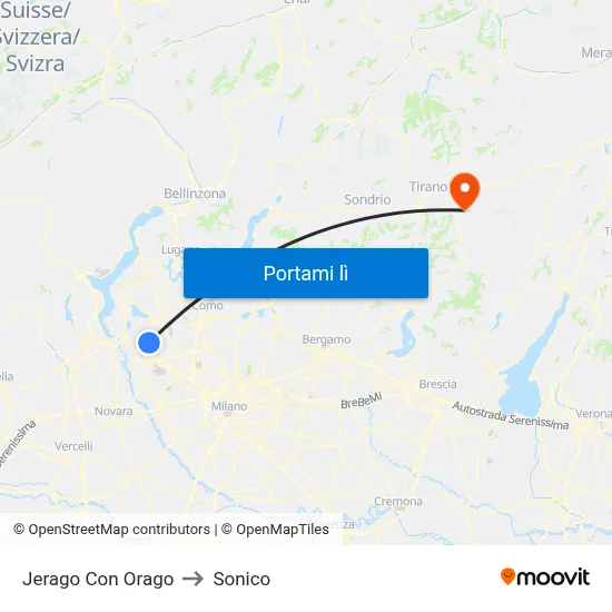 Jerago Con Orago to Sonico map