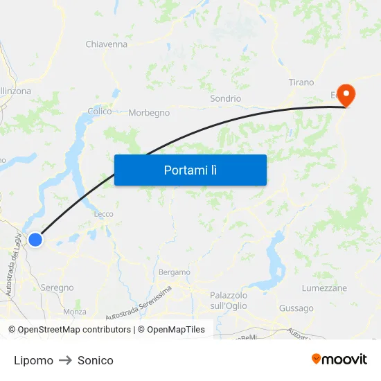 Lipomo to Sonico map