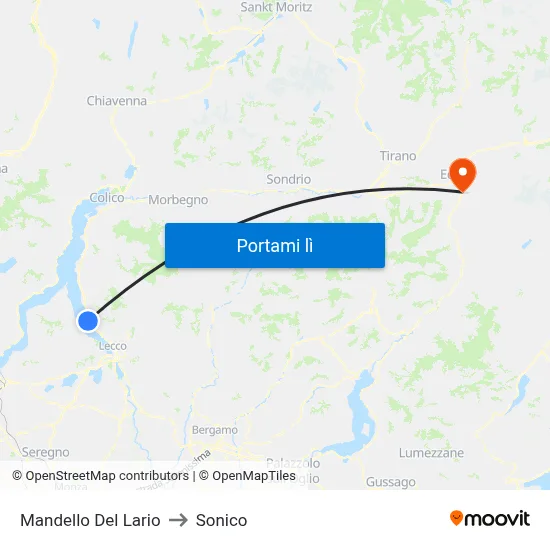 Mandello Del Lario to Sonico map