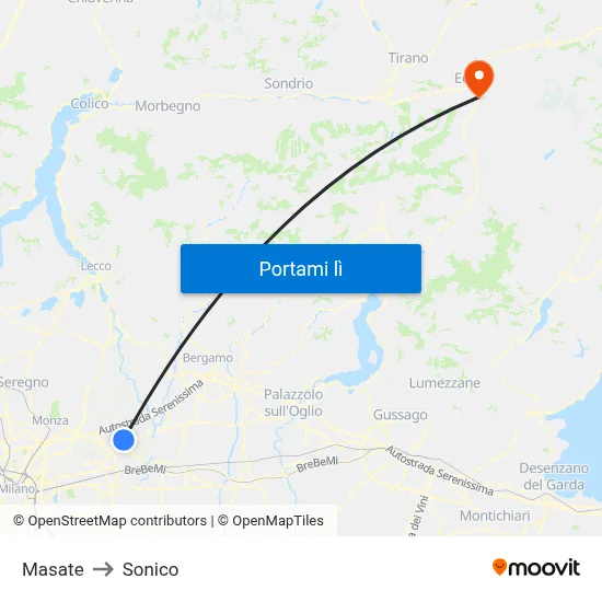 Masate to Sonico map